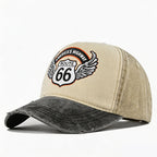 🏍️ Vintage Route 66 Baseball Cap – Distressed Style, Adjustable Fit.