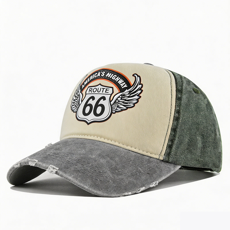 🏍️ Vintage Route 66 Baseball Cap – Distressed Style, Adjustable Fit.