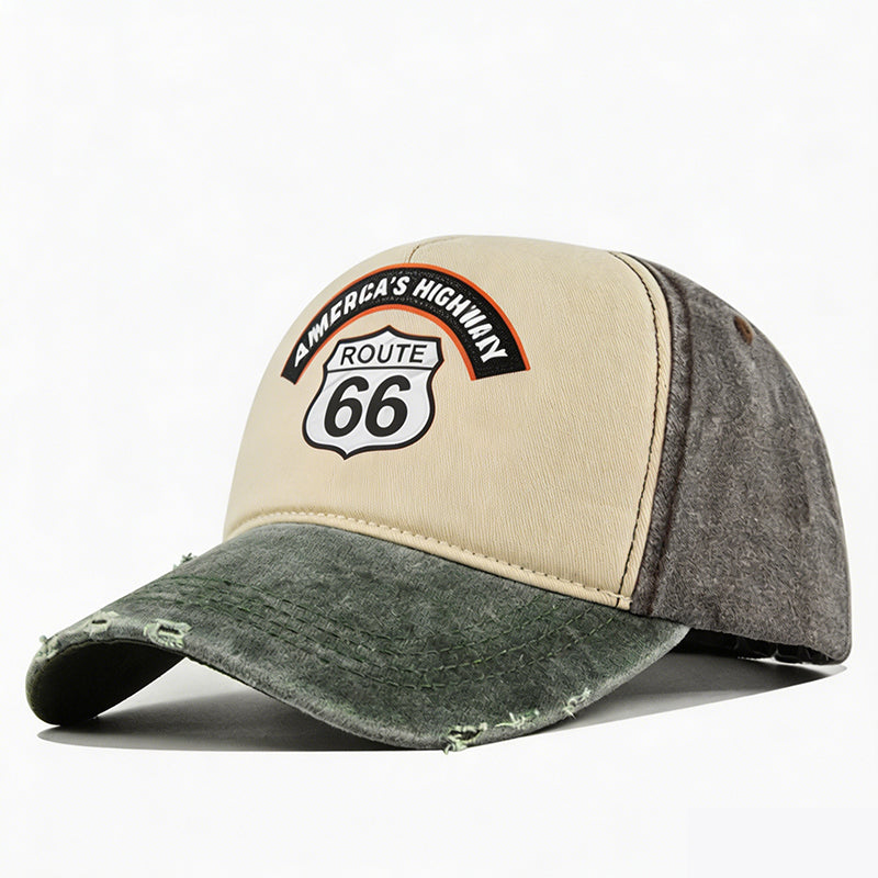 🏍️ Vintage Route 66 Baseball Cap – Distressed Style, Adjustable Fit.