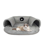🐱 Plush 2-in-1 Cat Tunnel Bed