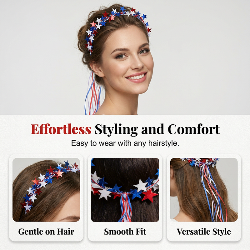 Independence Day Star Headband with Ribbons