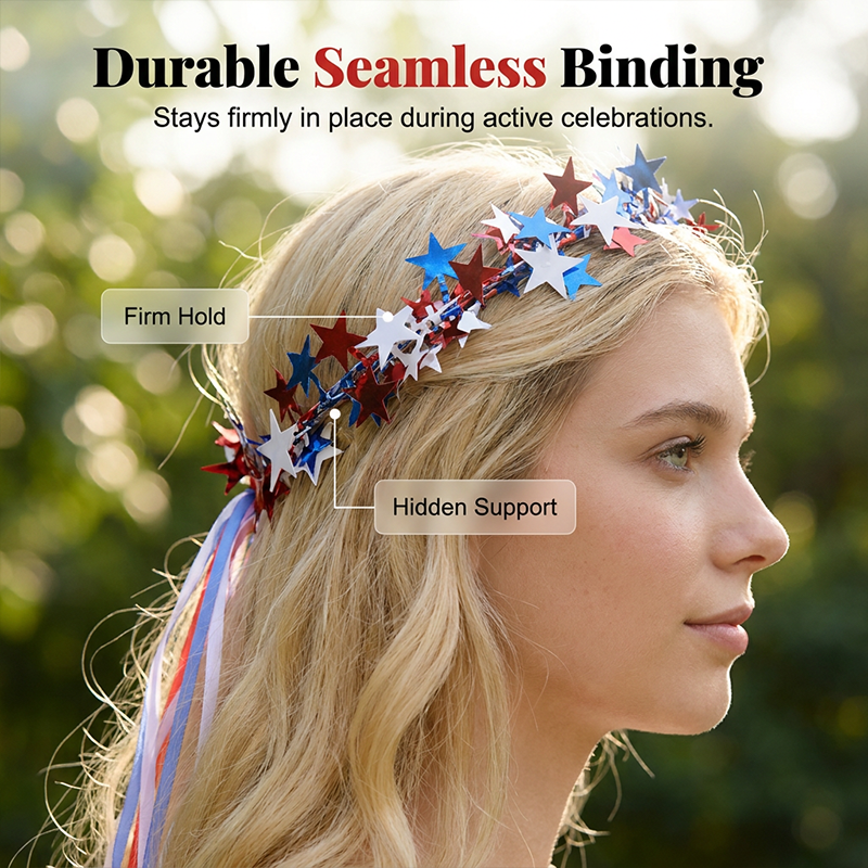 Independence Day Star Headband with Ribbons