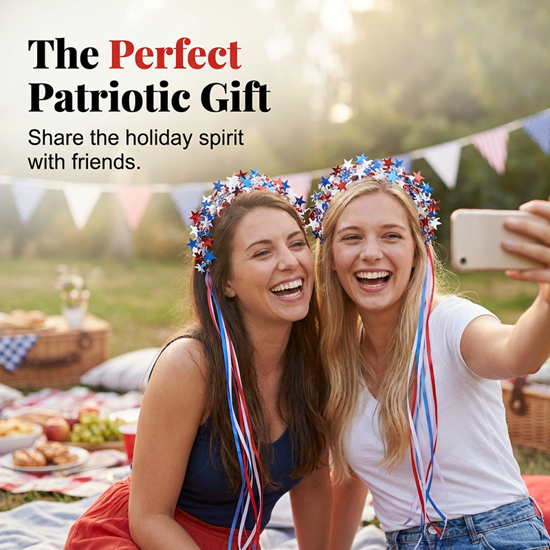 Independence Day Star Headband with Ribbons