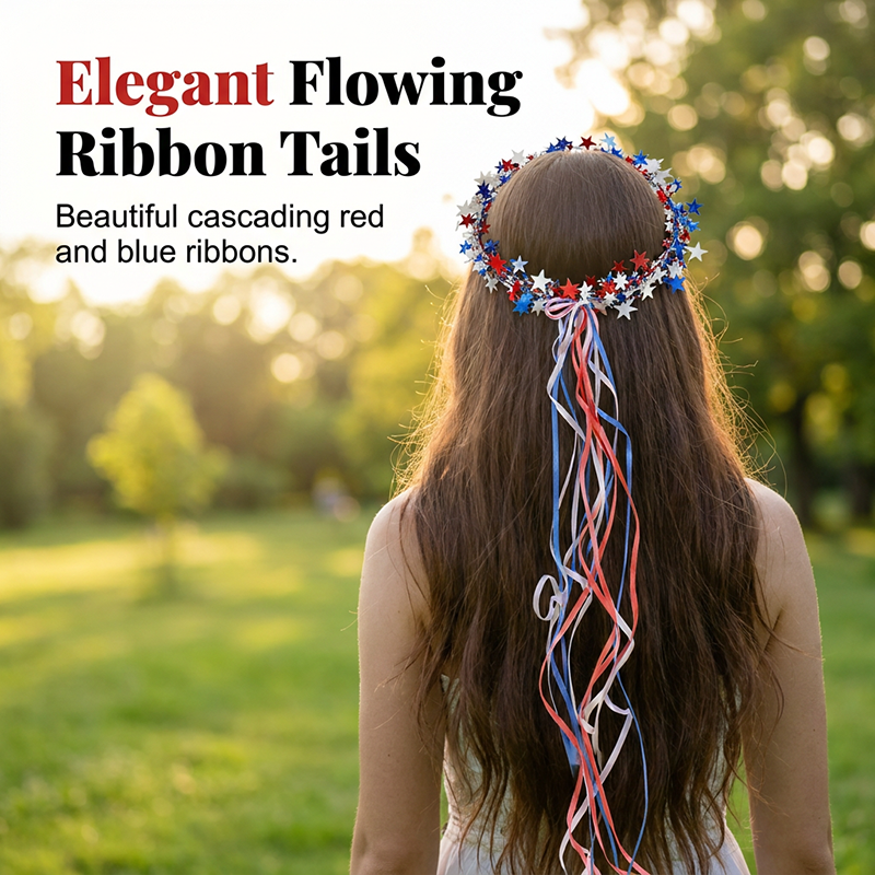 Independence Day Star Headband with Ribbons