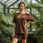 Women's Solid Color Relaxed Fit Top and Shorts Outfit