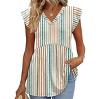Women's Summer V-Neck Ruffle Sleeve Floral Peplum Top
