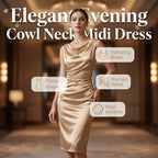 Women's Sleeveless Cowl Neck Midi Dress & Showcasing nobility and luxury