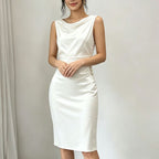 Women's Sleeveless Cowl Neck Midi Dress & Showcasing nobility and luxury
