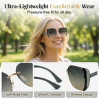 Rimless Oversized Square Sunglasses – Gradient Lens, Glitter Details, UV Protection ✨