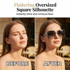 Rimless Oversized Square Sunglasses – Gradient Lens, Glitter Details, UV Protection ✨