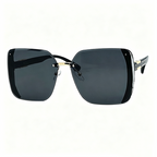 Rimless Oversized Square Sunglasses – Gradient Lens, Glitter Details, UV Protection ✨