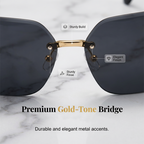 Rimless Oversized Square Sunglasses – Gradient Lens, Glitter Details, UV Protection ✨