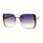 Rimless Oversized Square Sunglasses – Gradient Lens, Glitter Details, UV Protection ✨