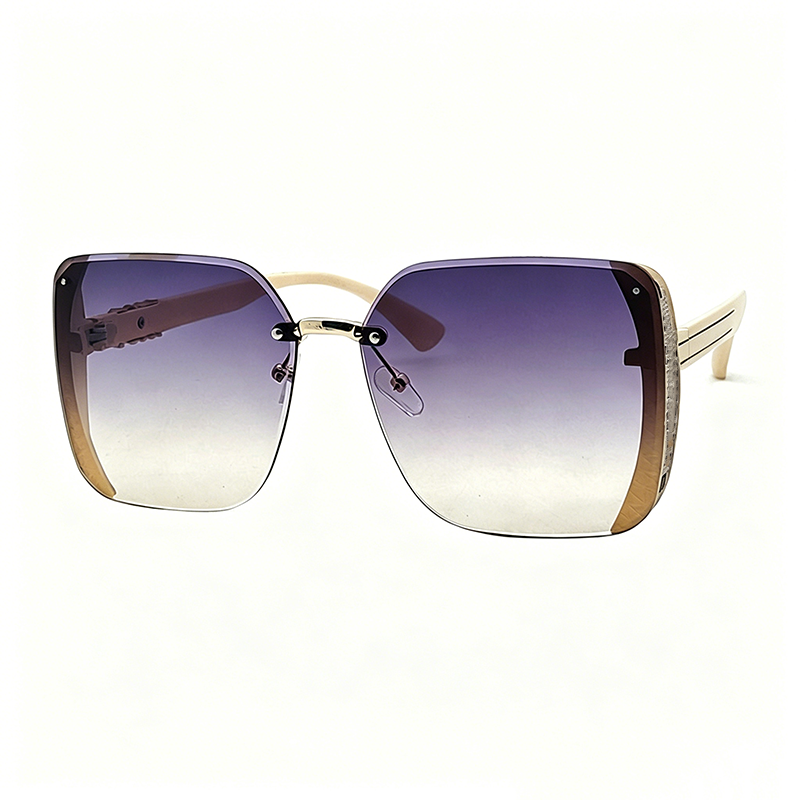 Rimless Oversized Square Sunglasses – Gradient Lens, Glitter Details, UV Protection ✨