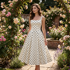 Women's Vintage Polka Dot A-Line Dress