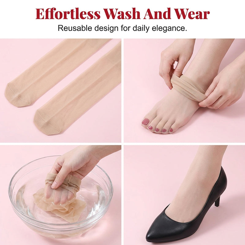 ☀️Instant Pedicure Sheer Stockings with Artificial Toenails