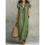 Women's Casual Sleeveless V-Neck Ruffle Dress