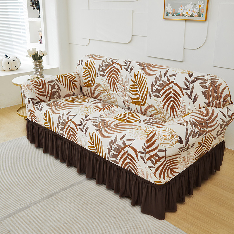 🛋️High-Stretch Sofa Slipcover – Ruffled Hem & Full Protection
