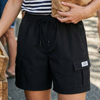 Women's Elastic Waist Cargo Shorts with Pockets