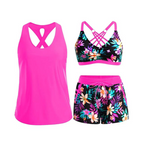 🔥Women's 3-Piece Swimsuit Tankini Set with Shorts