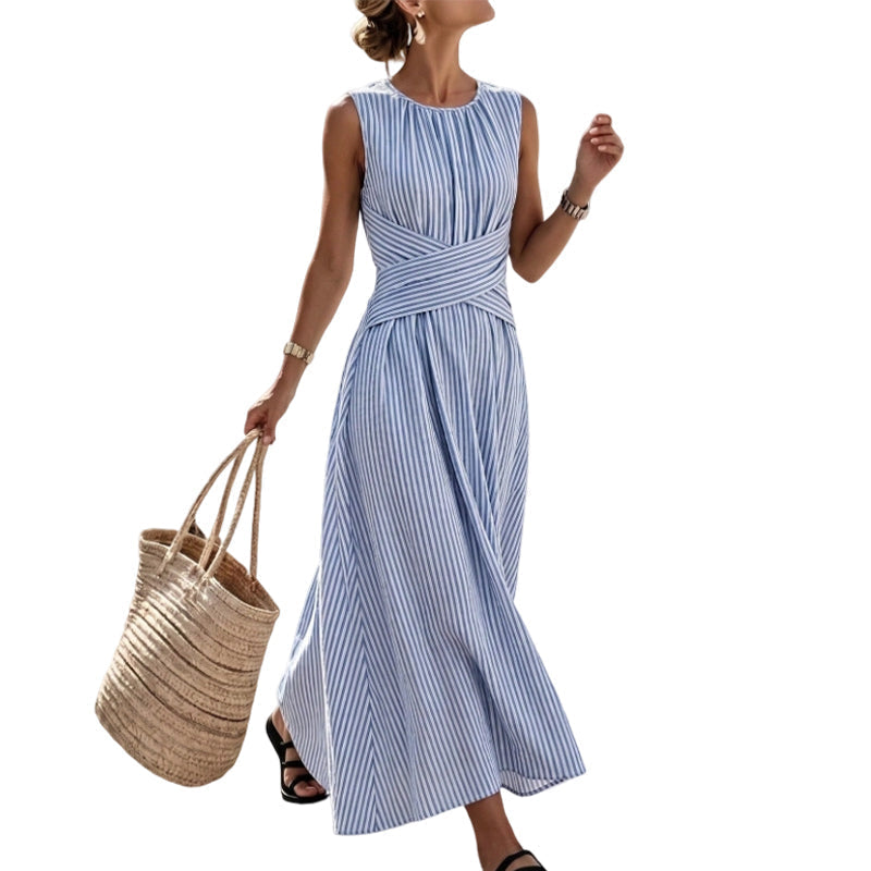 Women Casual Striped Maxi Dress Sleeveless🎀👗