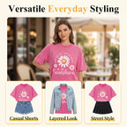 Unisex Vintage Washed Daisy Print Loose Fit T-Shirt