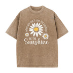 Unisex Vintage Washed Daisy Print Loose Fit T-Shirt