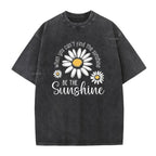 Unisex Vintage Washed Daisy Print Loose Fit T-Shirt