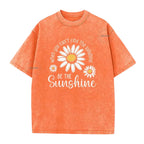 Unisex Vintage Washed Daisy Print Loose Fit T-Shirt