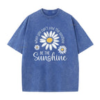 Unisex Vintage Washed Daisy Print Loose Fit T-Shirt