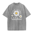 Unisex Vintage Washed Daisy Print Loose Fit T-Shirt