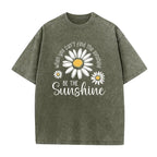 Unisex Vintage Washed Daisy Print Loose Fit T-Shirt