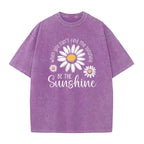 Unisex Vintage Washed Daisy Print Loose Fit T-Shirt
