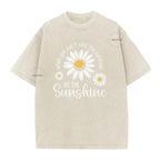 Unisex Vintage Washed Daisy Print Loose Fit T-Shirt