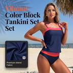Women Two-Piece Tankini Color Block Conservative Swimsuit Set 👙