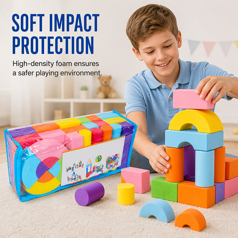 Kids' Soft EVA Foam Building Blocks Set – Lightweight, Safe & Perfect for Creative Play 🧱✨