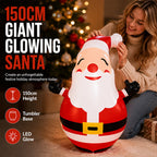 150cm Inflatable Santa Claus Tumbler with LED Light Christmas Outdoor Party Decoration