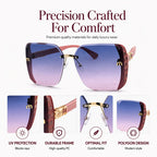 Rimless Oversized Square Sunglasses – Gradient Lens, Glitter Details, UV Protection ✨