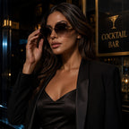 Rimless Oversized Square Sunglasses – Gradient Lens, Glitter Details, UV Protection ✨