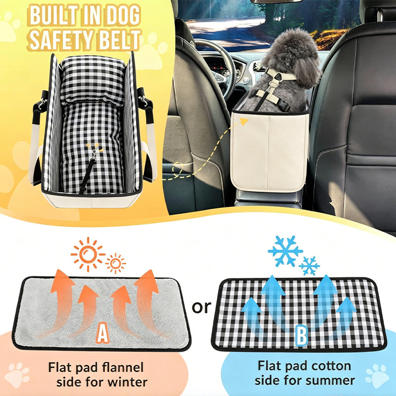 🐶Secure Travel Pet Booster – Portable Dog Car Seat Booster, Safety Harness Included Soft Padded Pet Travel Carrier for Small & Medium Dogs