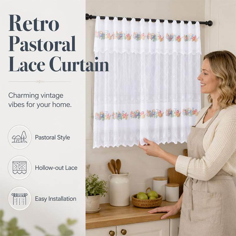 Retro Lace Short Kitchen Curtain
