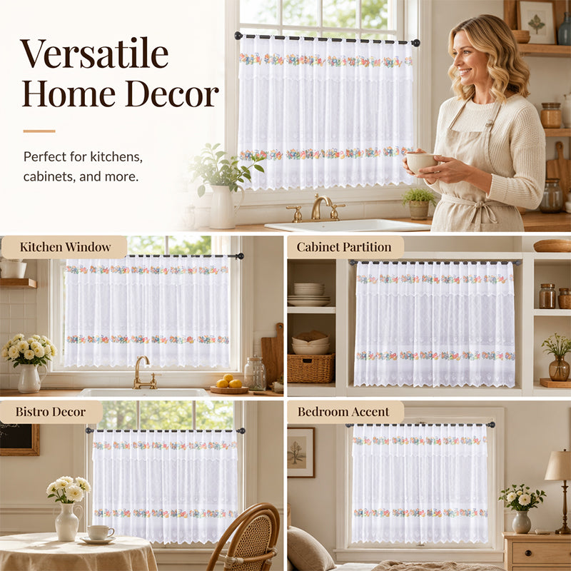 Retro Lace Short Kitchen Curtain