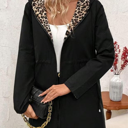 Hooded Reversible Leopard Print Coat
