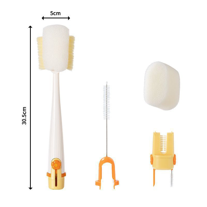 🧽 5-in-1 Bottle Cleaning Brush Set – Sponge, Straw, Lip, Gap & Hook – Every Corner Sparkling Clean! ✨
