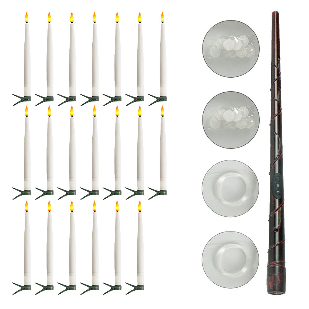 Magical Wand Remote Floating LED Taper Candles Set
