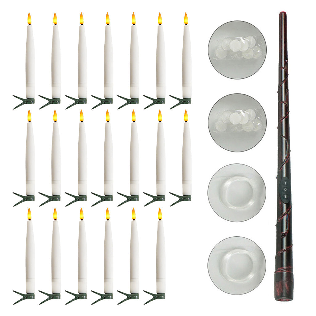 Magical Wand Remote Floating LED Taper Candles Set