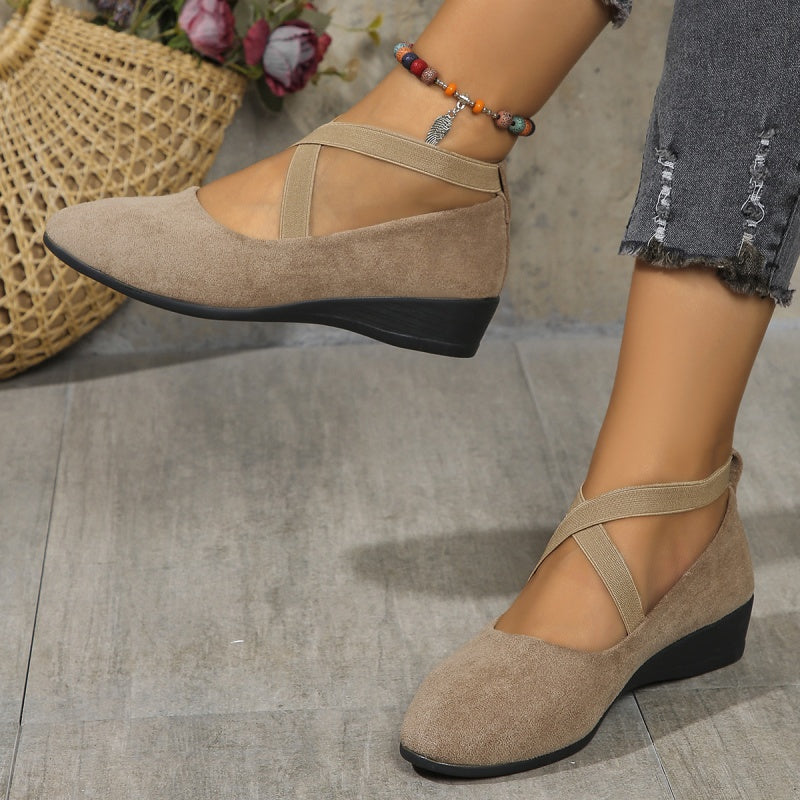 👠 Easy All-Day Elegance | Women's Elastic-Strap Low Wedge Shoes