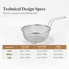 🔪🍳 Stainless Steel Sieve with Handle – Fine mesh, durable & easy-grip – Perfect for straining pasta, fruits & veggies 💧