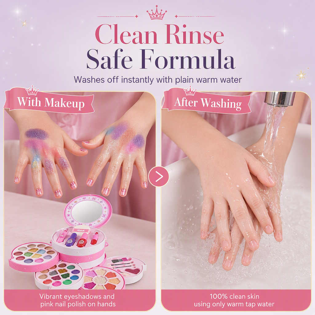 👑 Washable Princess Makeup Set – Fun, Portable & Easy to Clean 🎀✨
