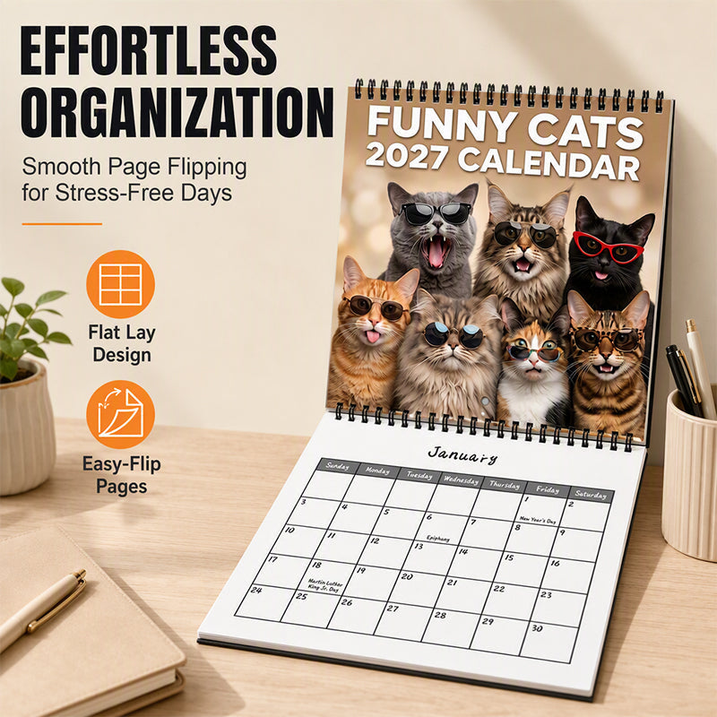 2027 Funny Cats Wall Calendar